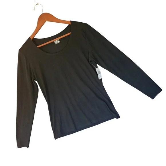 New 32 Degrees Heat Top Large Black Scoop Neck Long Sleeve For Women Pullover - Picture 9 of 9